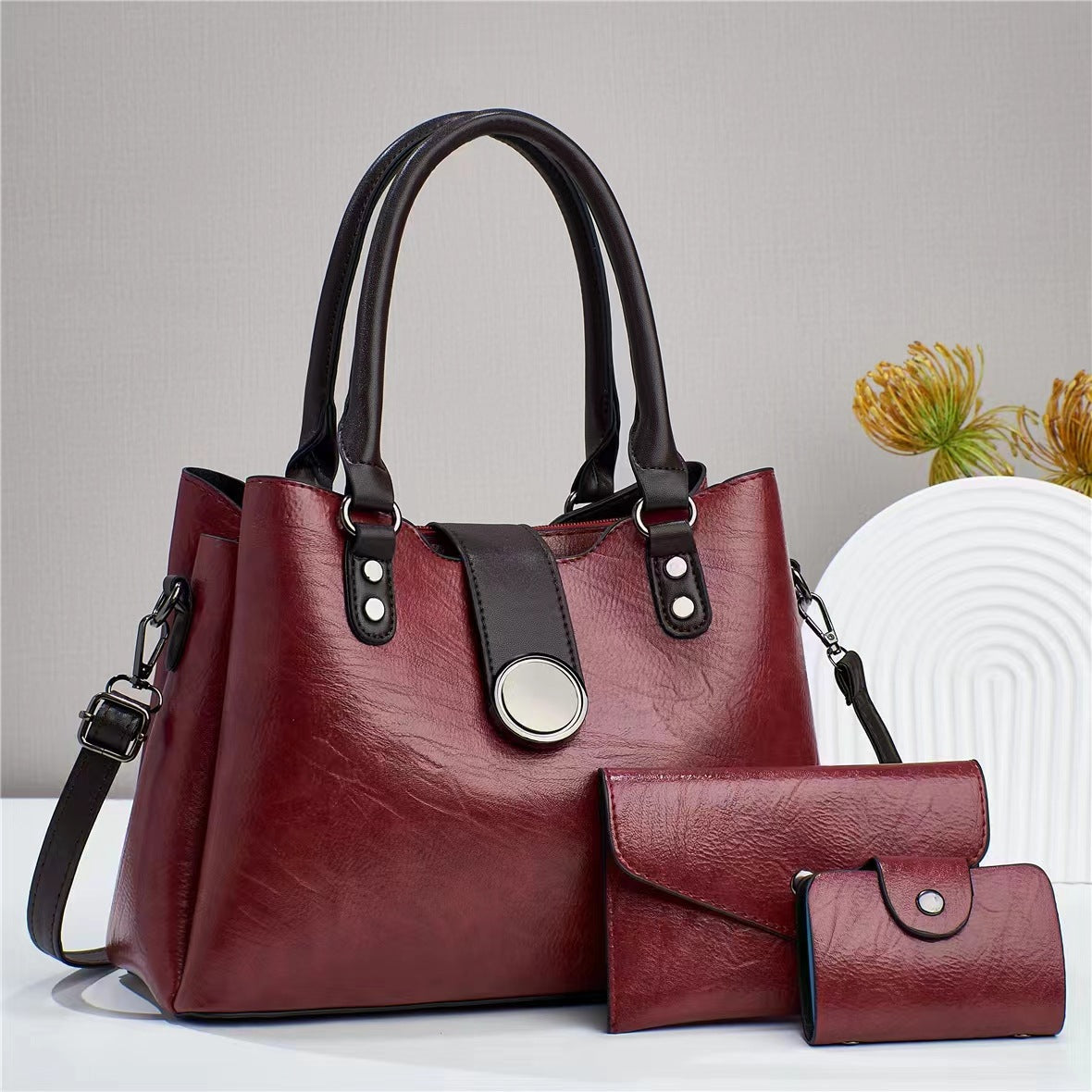 Élégance Handbag – 3-Piece Set (Bag, Clutch & Card Holder)