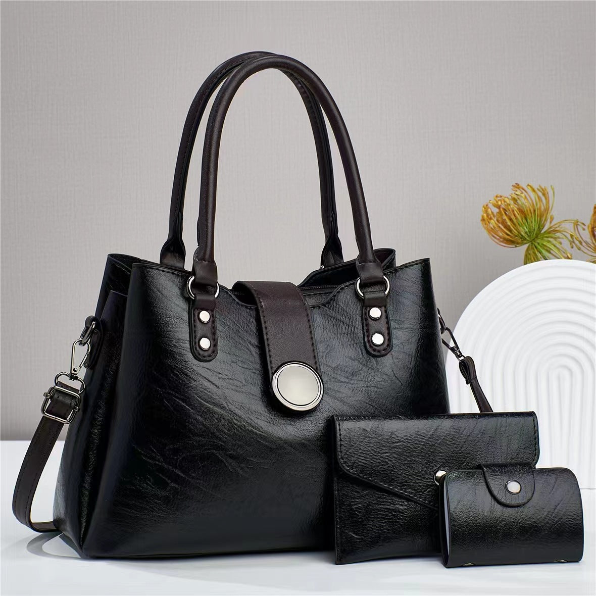 Élégance Handbag – 3-Piece Set (Bag, Clutch & Card Holder)
