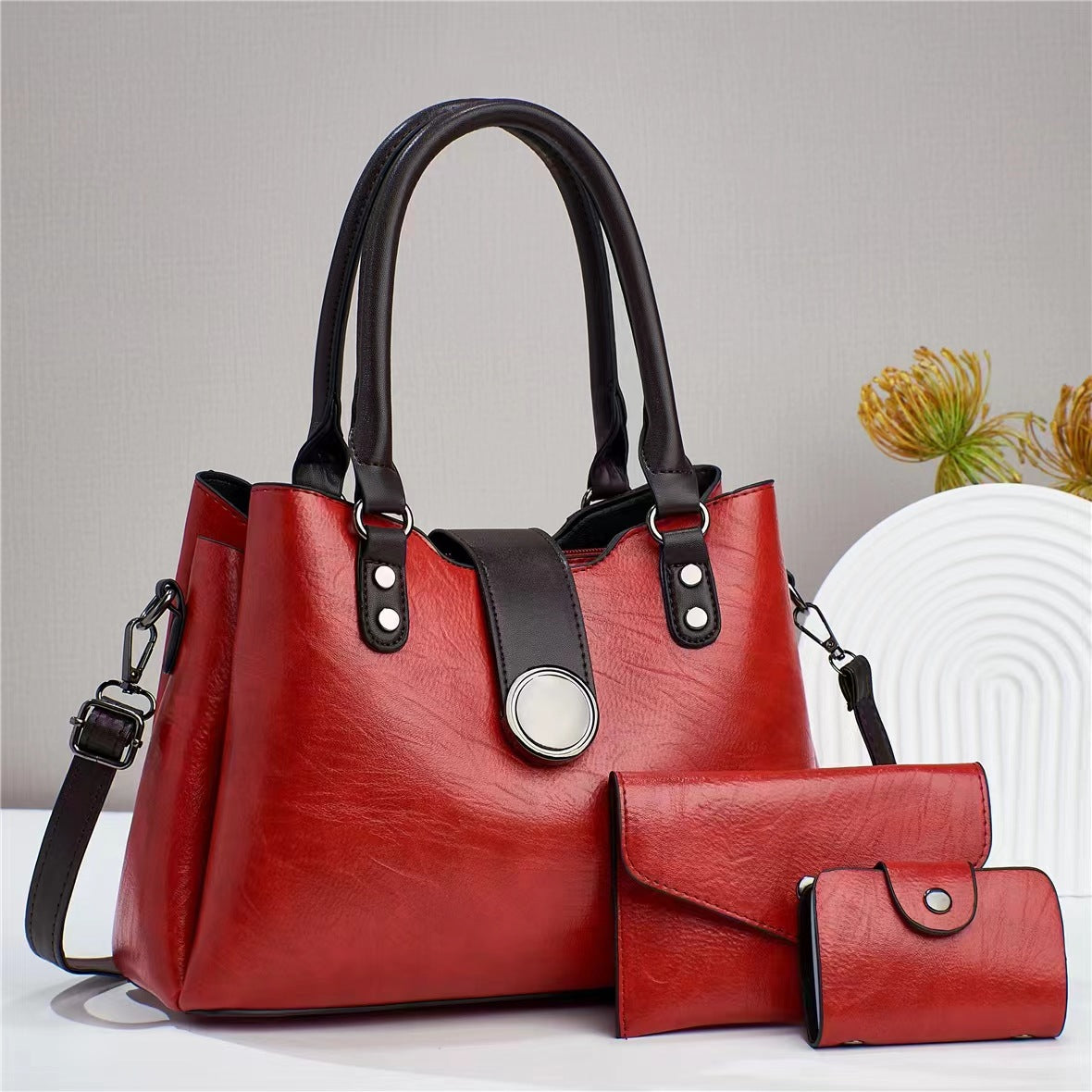 Élégance Handbag – 3-Piece Set (Bag, Clutch & Card Holder)